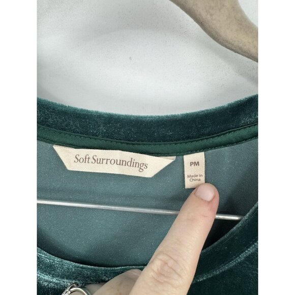 Soft Surrounding Velour Long Sleeve Mini Dress Women Petite Medium Green Holiday - Picture 4 of 7